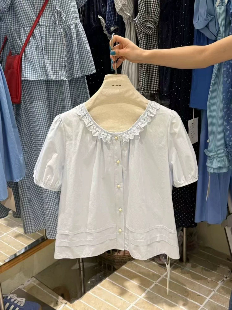 @哈呐I韩系减龄温柔百搭纯棉小衫