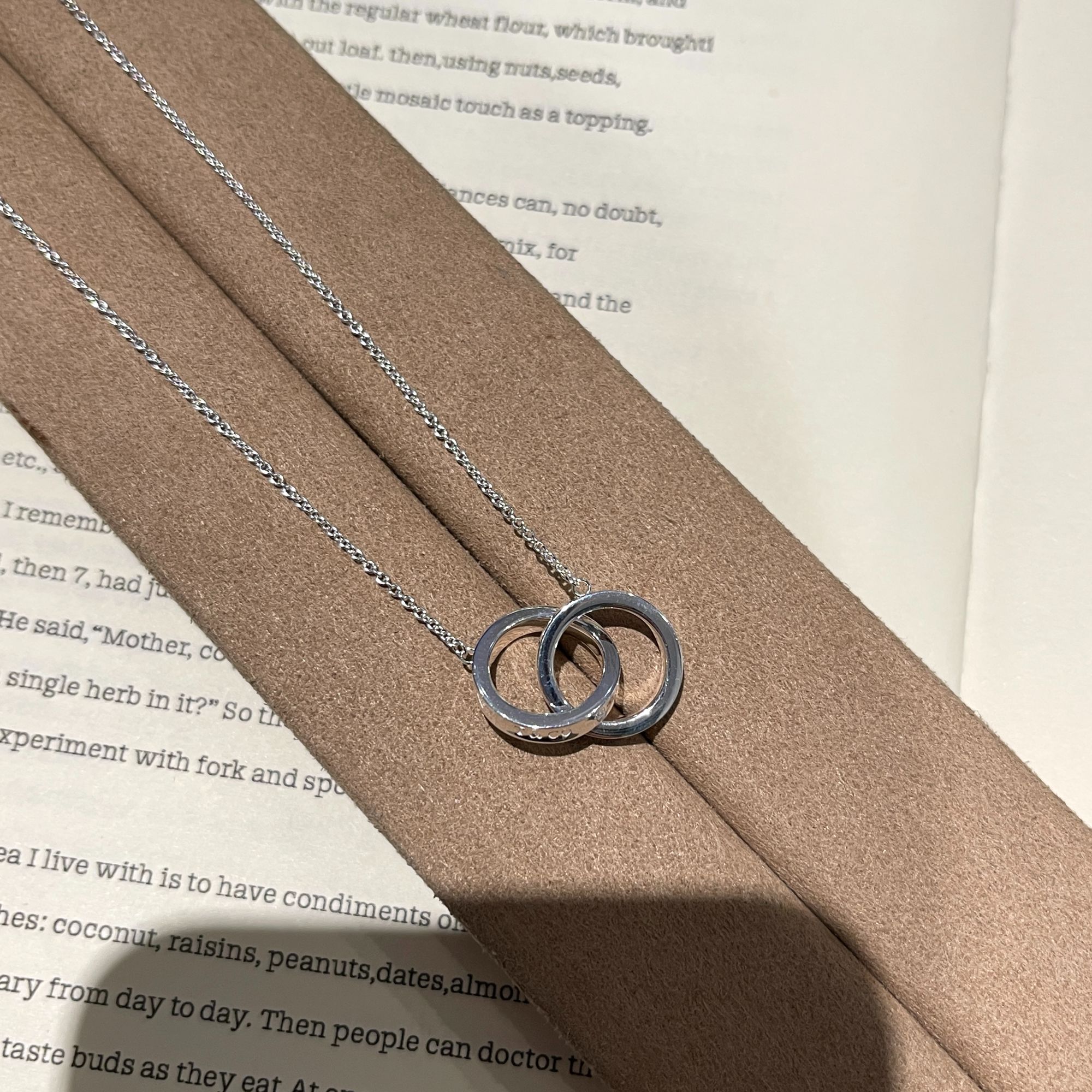 链子925银【双环环环相扣项链】