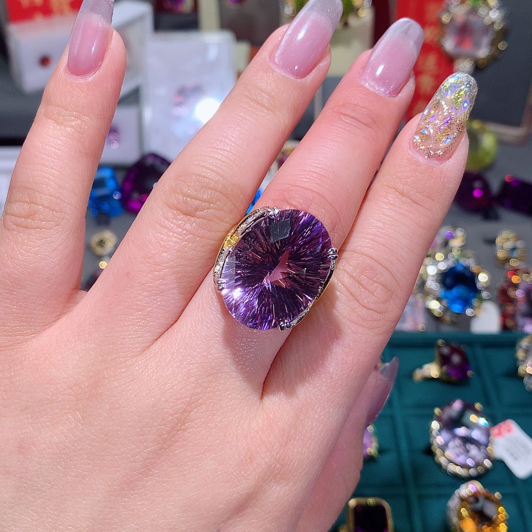 水晶戒指银S925镶嵌?****?戒指