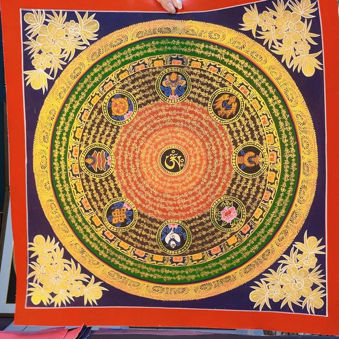 卷轴画手绘唐卡50厘米坛城六字