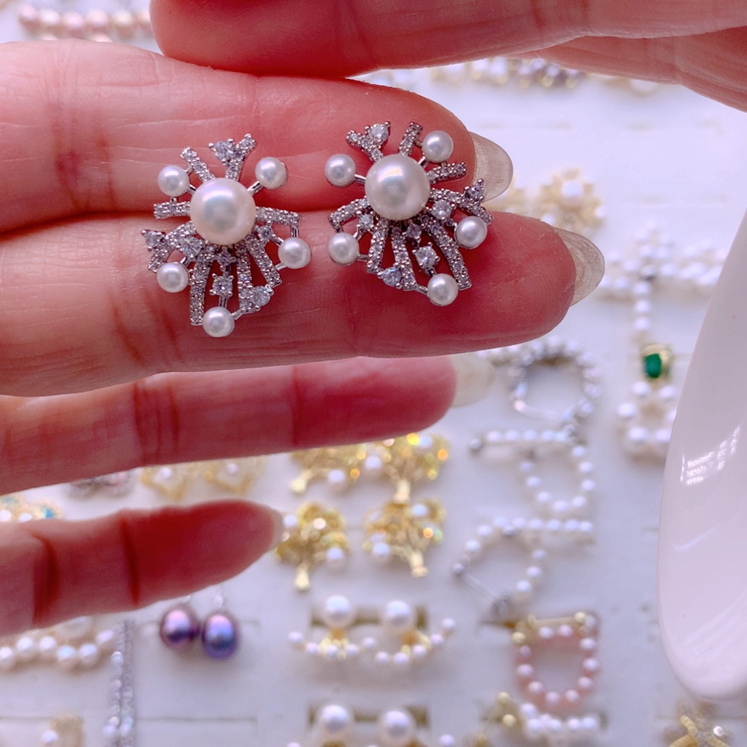 合金淡水珍珠耳饰