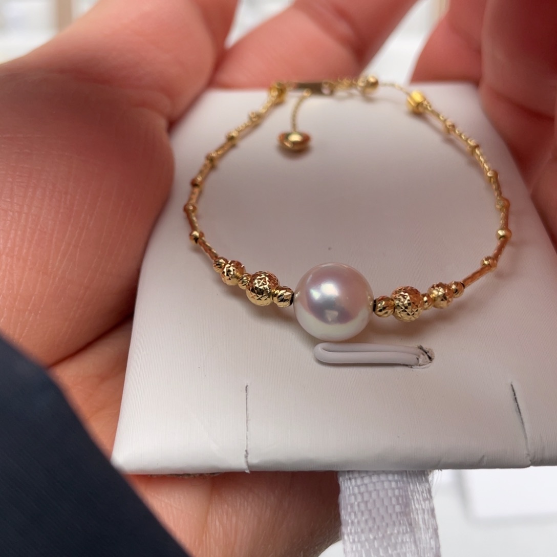 海水珍珠手镯18K金镶嵌