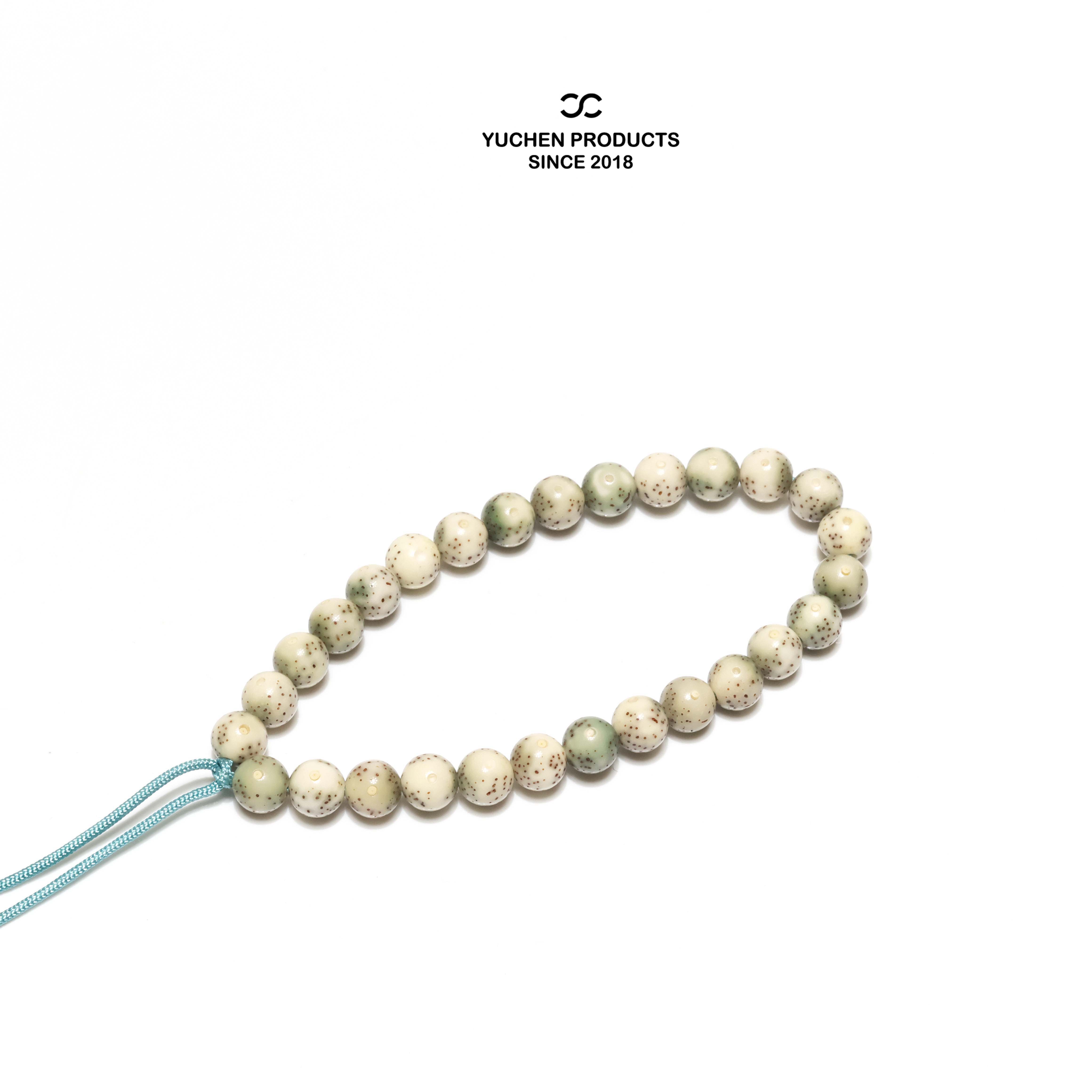 【三启】8MM 原生态石玉料糯冰玉化 收藏级圆珠正月星月菩提手串