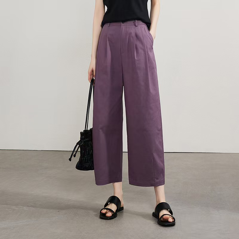 法式高腰九分阔腿裤女宽松显瘦直筒休闲裤时尚通勤哈伦裤