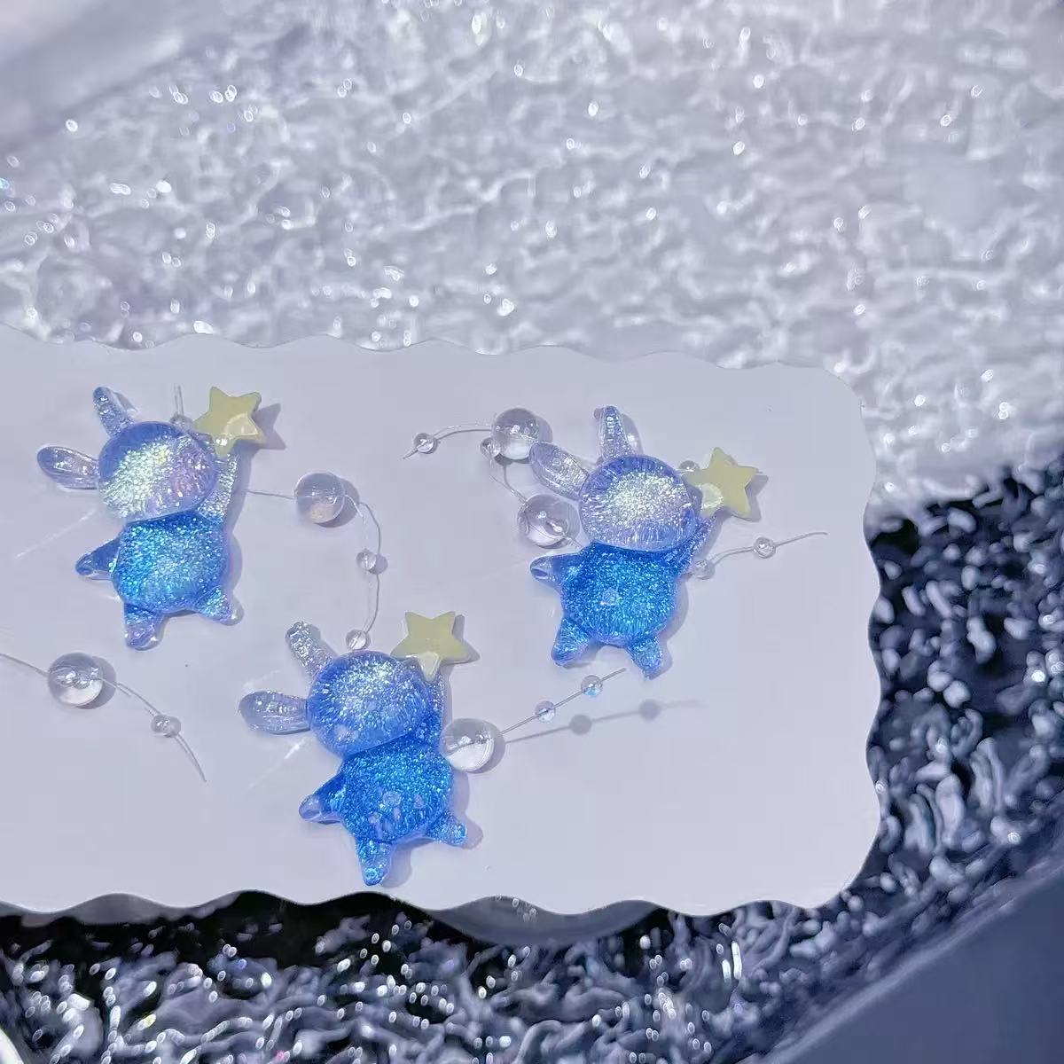 创意夜光亮摘星兔体DIY潮玩桌面摆件饰品