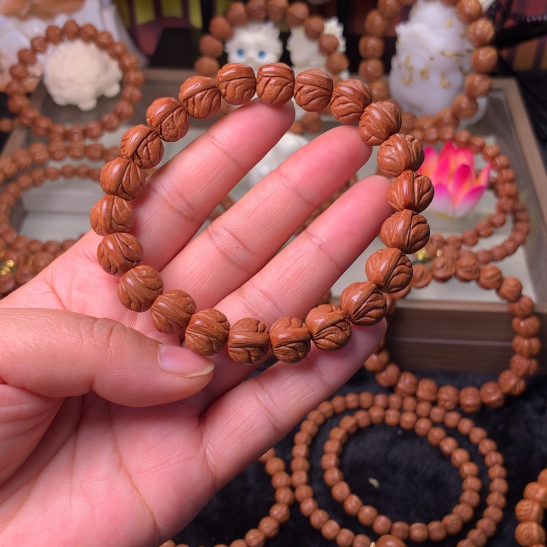 吊坠桃核玉龙脊手串12