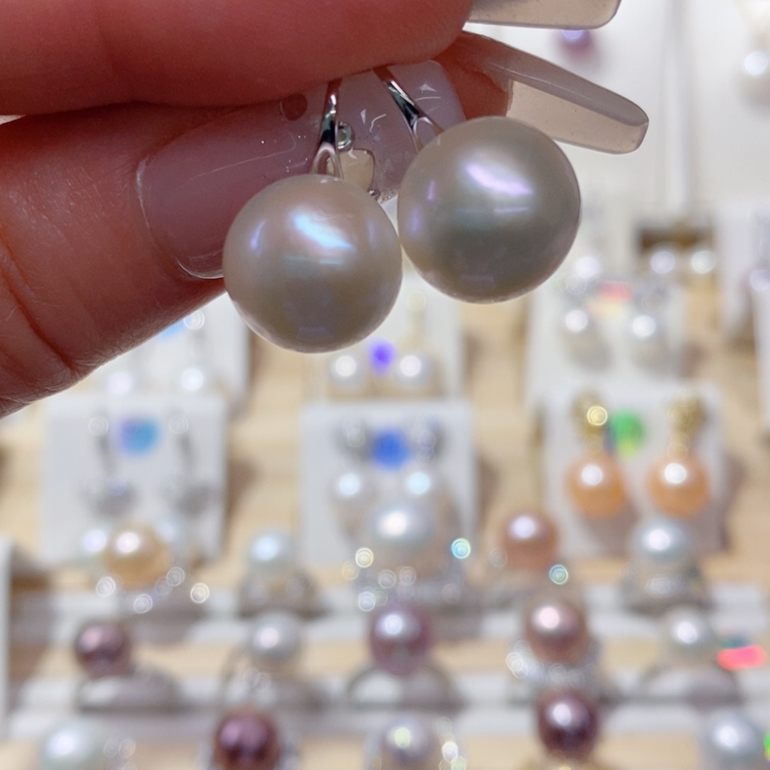 淡水珍珠耳饰银S925镶嵌