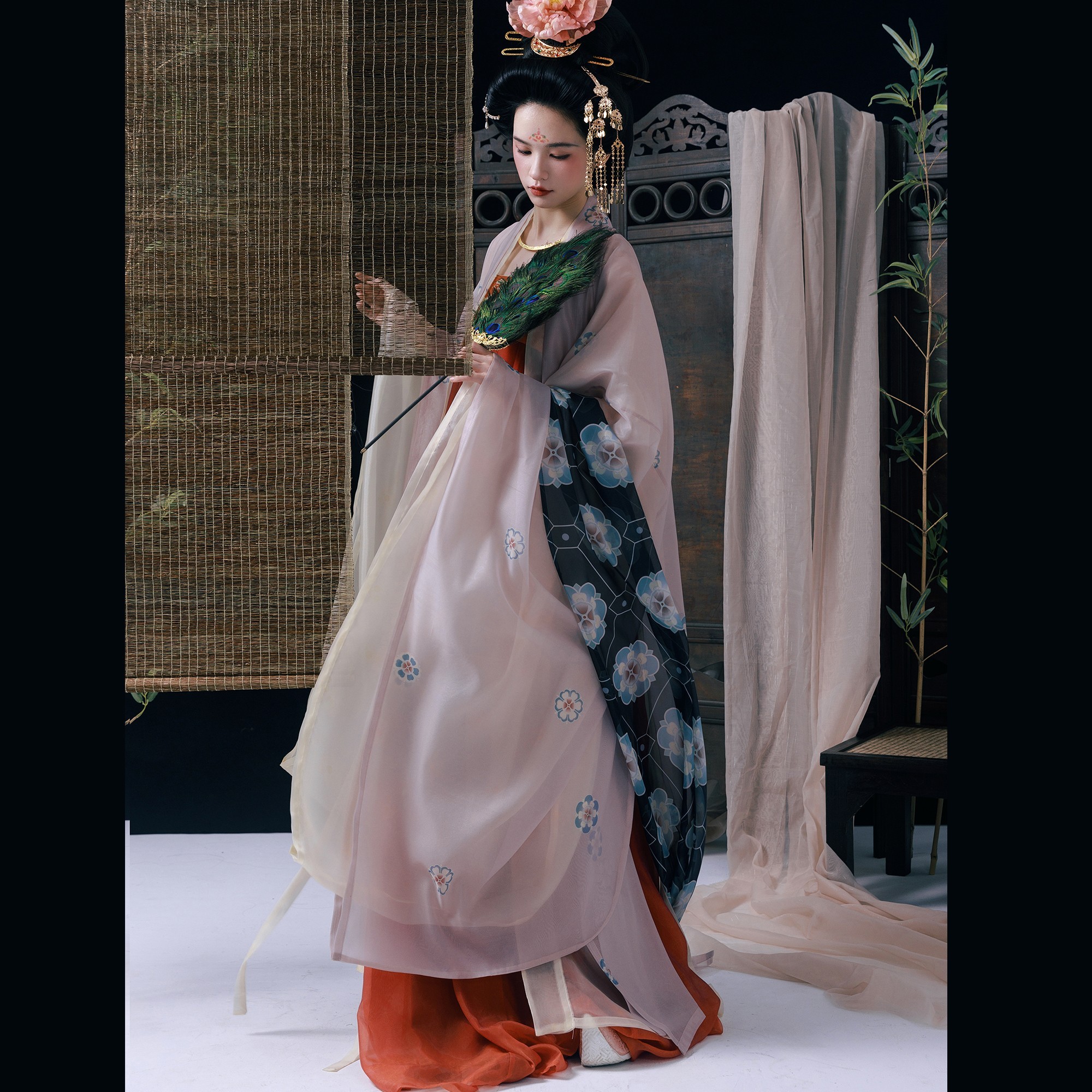 上遥居  醉花影唐五代原创汉服女春夏大袖衫红齐胸衫裙法门寺披衫