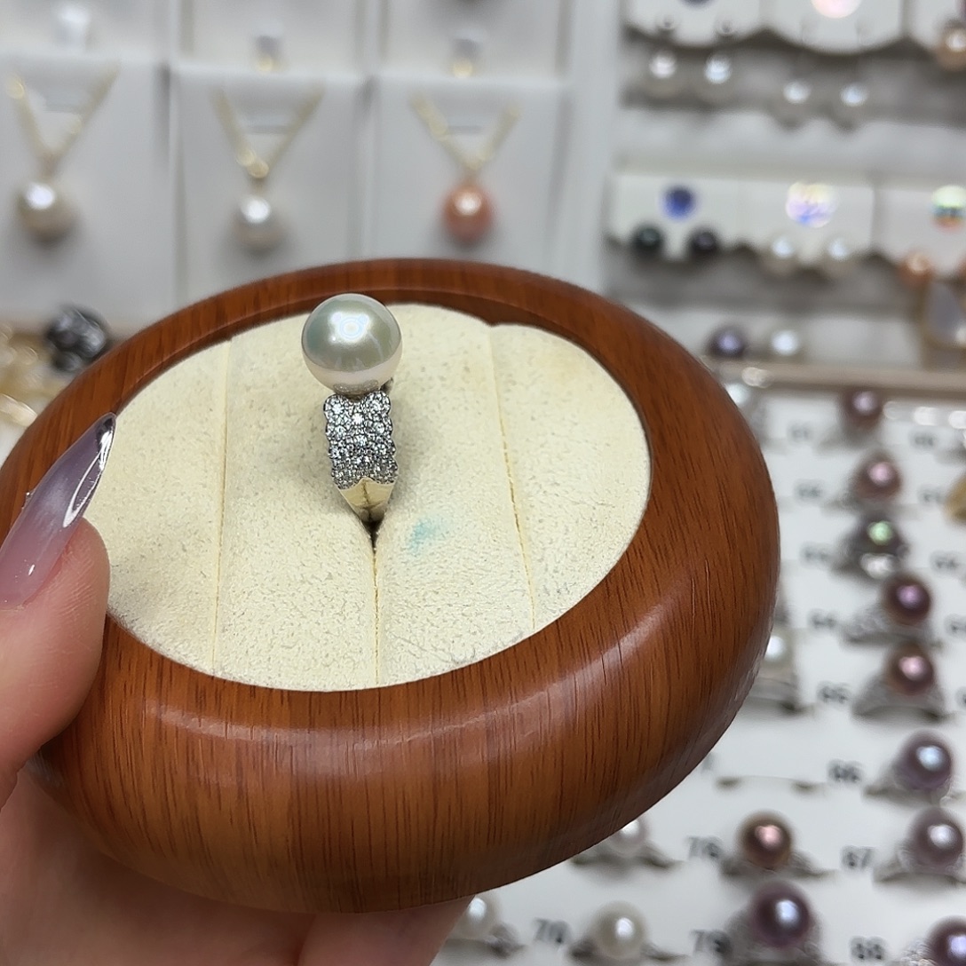 悦***间戒指银S925镶嵌淡水珍珠