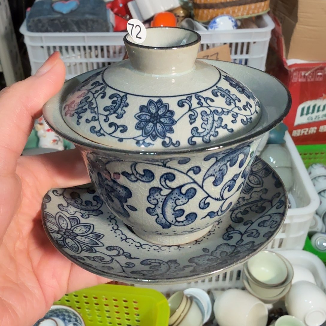 微瑕孤品专场青花盖碗72