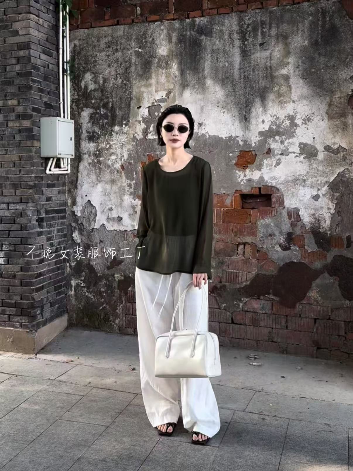 【扶遥】原创设计师款圆领长袖透视上衣打底百搭小众调性老钱风时尚