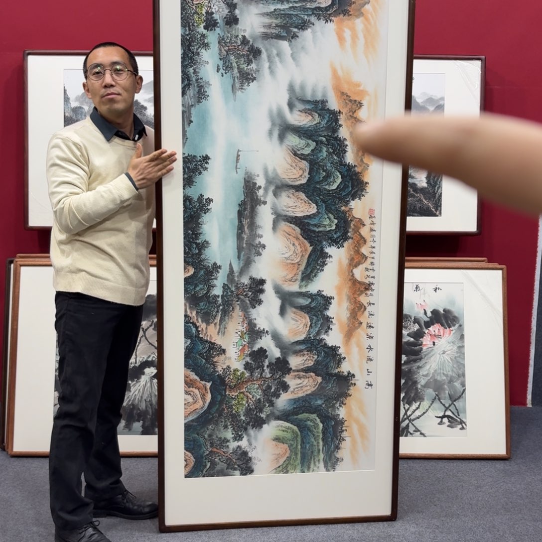 国画带框绘画210/80尺寸