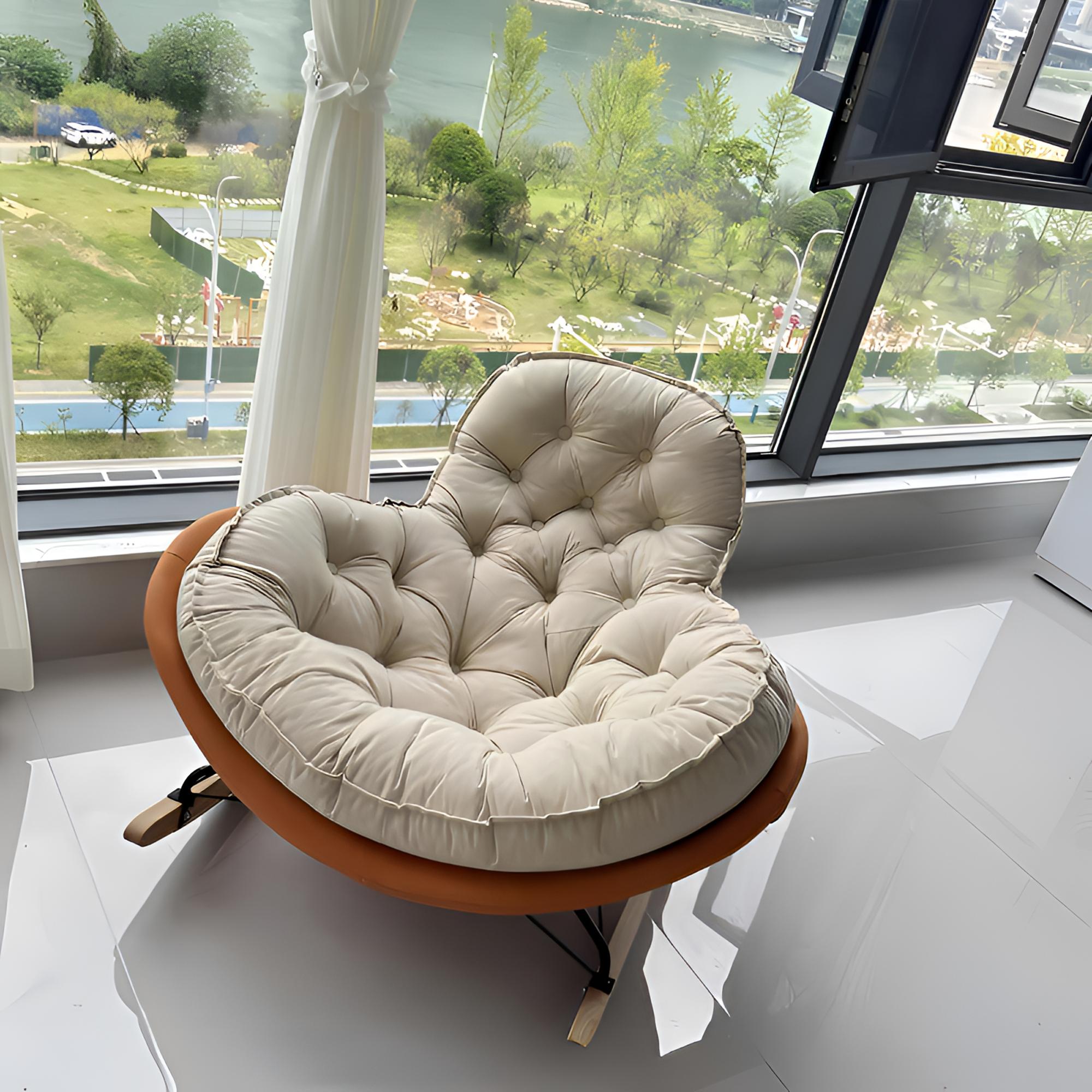 美式轻奢客厅家用简约阳台摇摇椅旋转蜂窝蛋壳摇椅北欧欧式单人椅