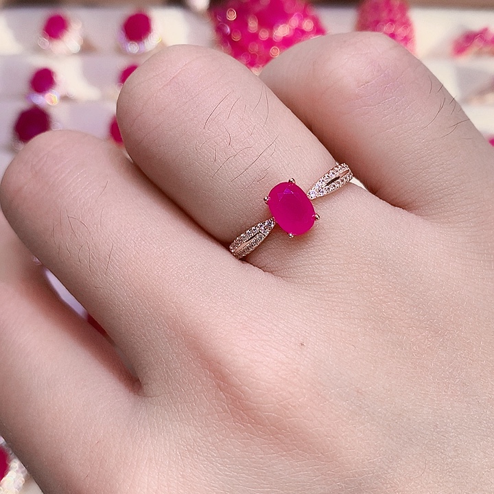 银S925镶嵌戒指红宝石