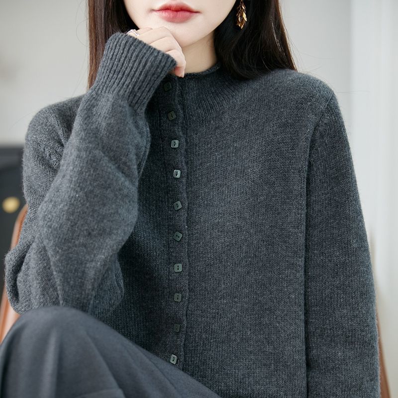 正品撤柜剪标羊毛衫半高领针织衫开衫秋冬新款加厚毛衣外套上衣