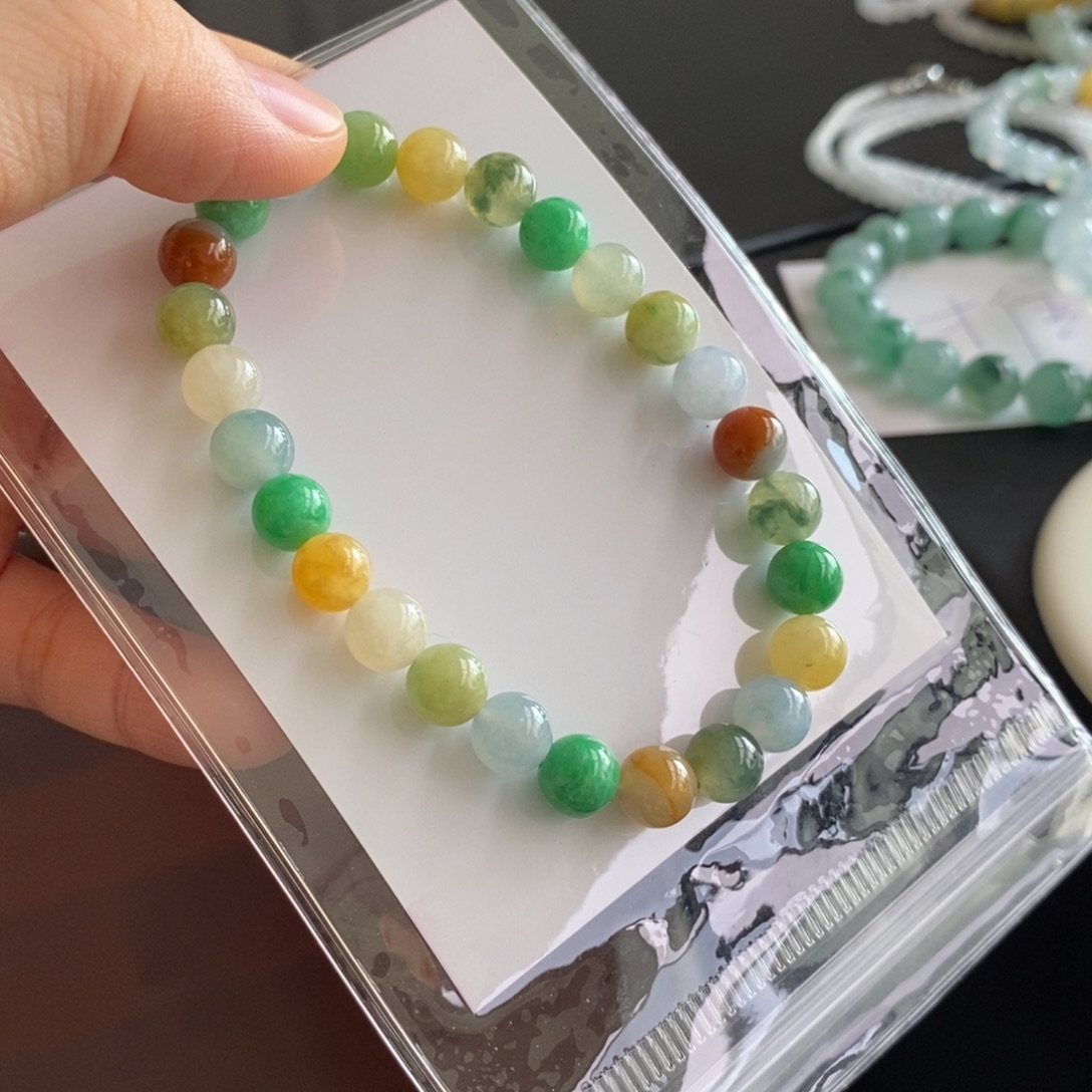 翡翠未镶嵌手链卡7.8