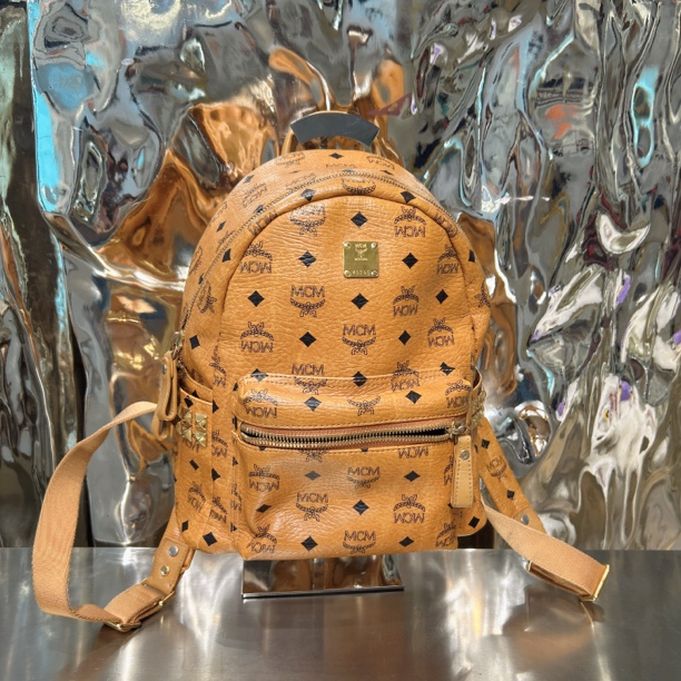 95新 MCM 双肩 干邑色 小号