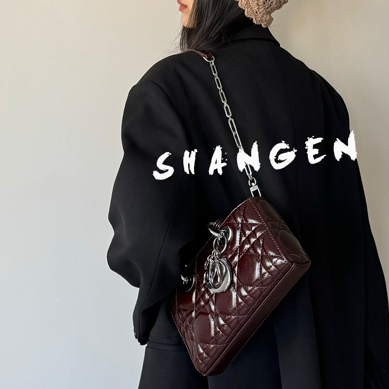 【尚恩CC】SK-82317-1-暗夜梅子23*5*12轻奢新款手提斜挎戴妃女包