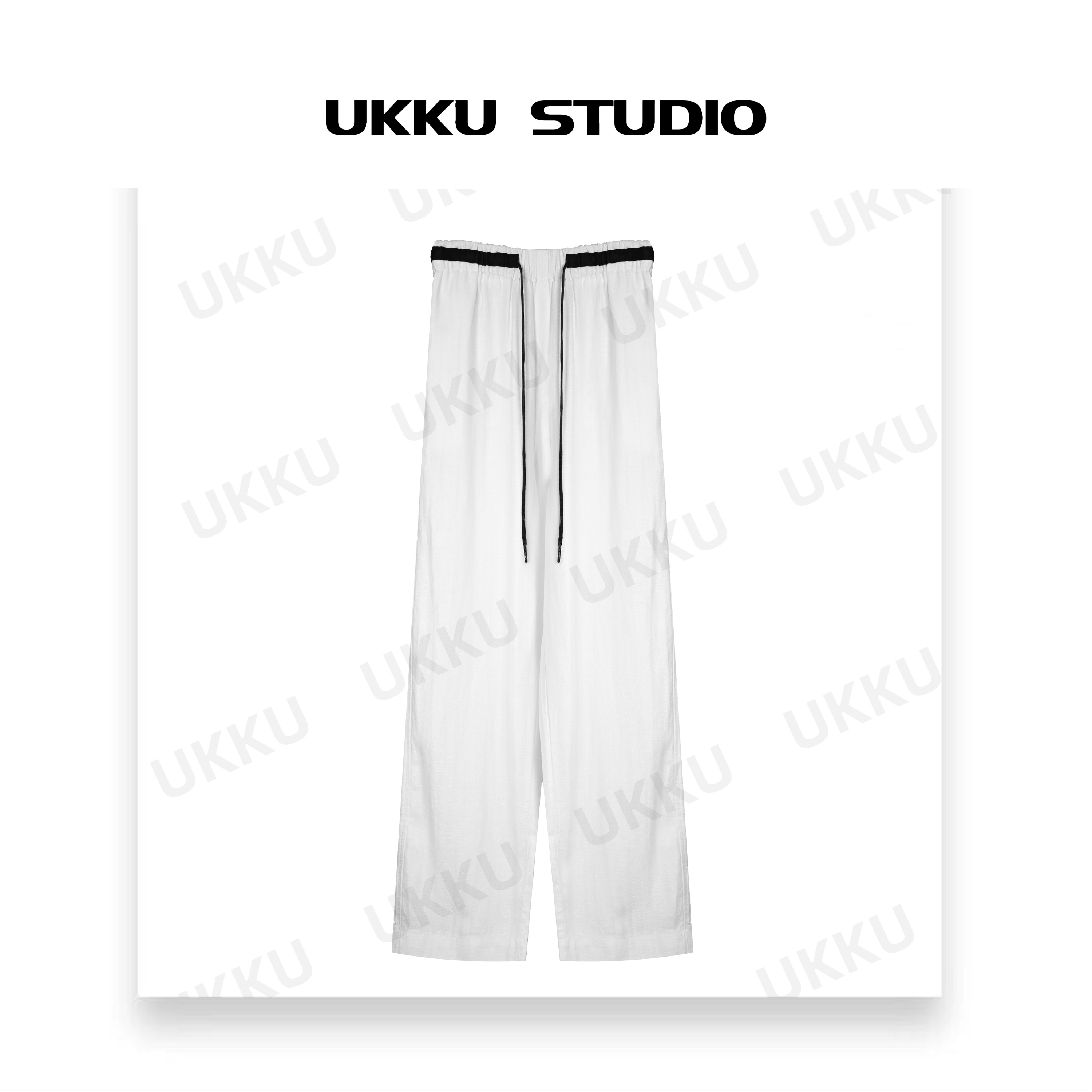 【文文】亚麻裤新款垂感十足版型珍珠白阔腿直筒312235