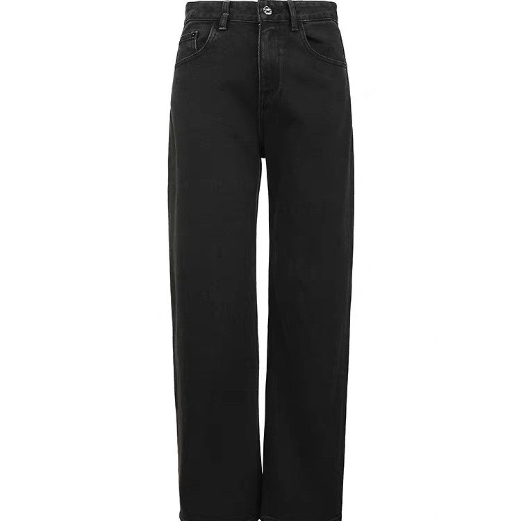 sdeer圣迪奥女装25年新品时尚高腰插袋直筒牛仔长裤S253Z0818