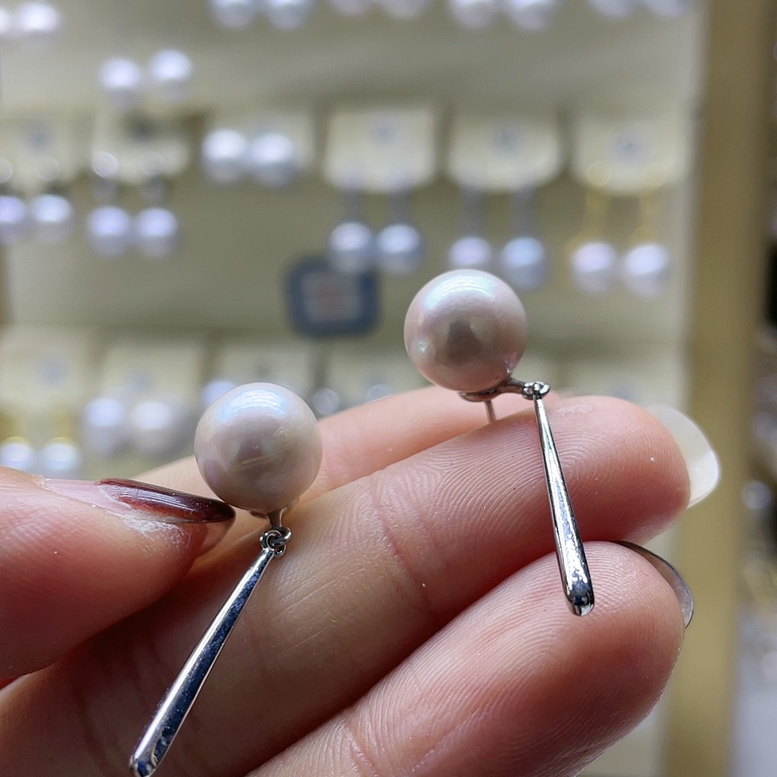 淡水珍珠耳饰银S925镶嵌