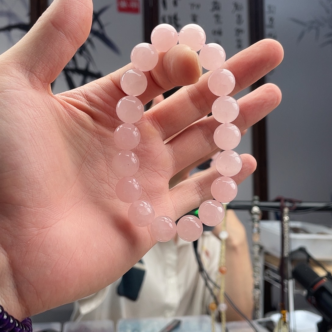 水晶手链未镶嵌西柚粉12㎜