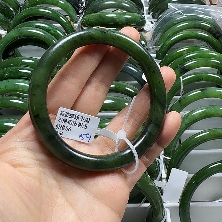 和田玉（碧玉）未镶嵌手镯圆条59