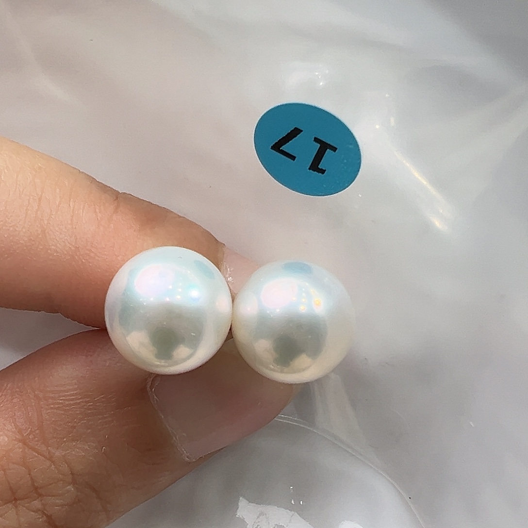 淡水珍珠银S925镶嵌耳饰