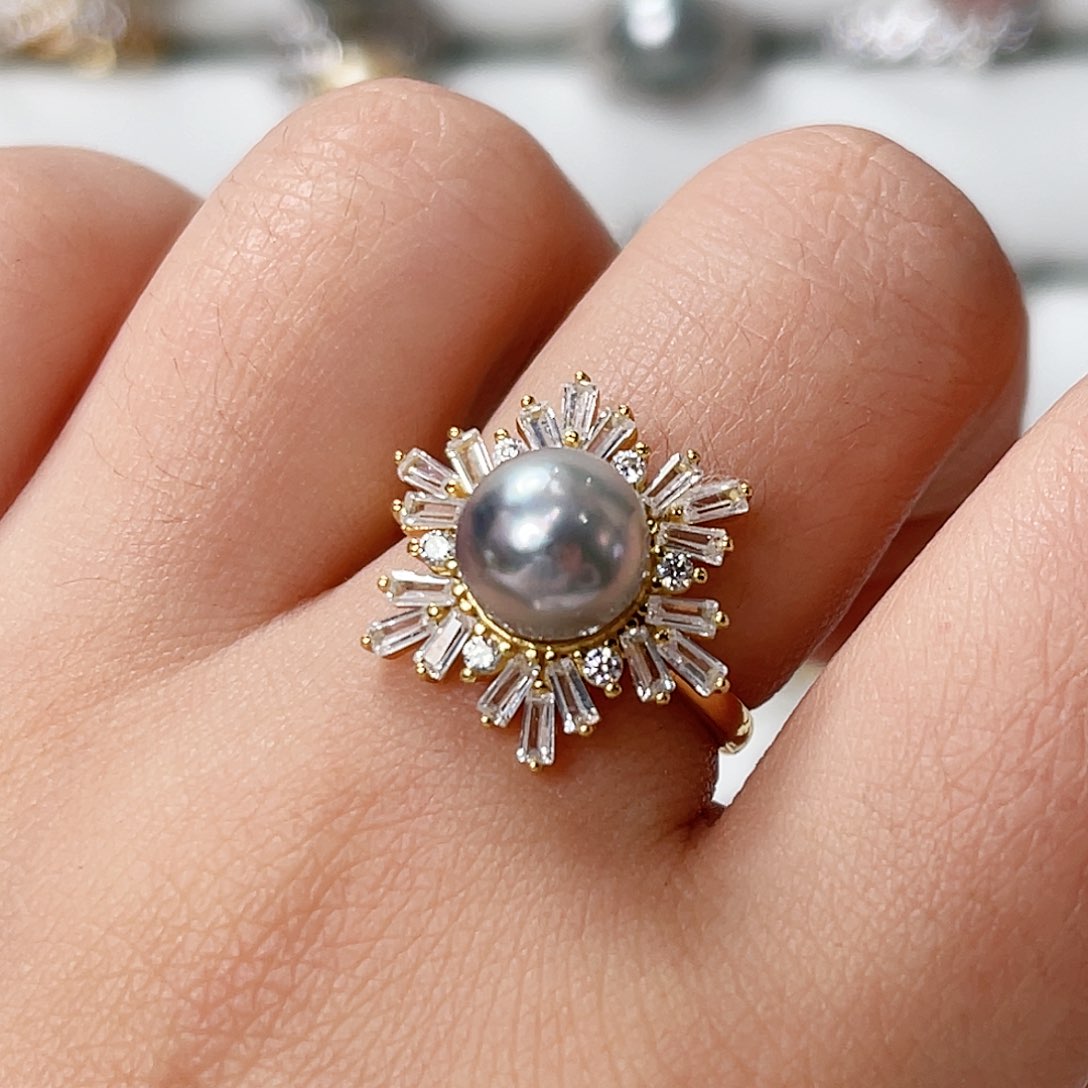 海水珍珠戒指银S925镶嵌