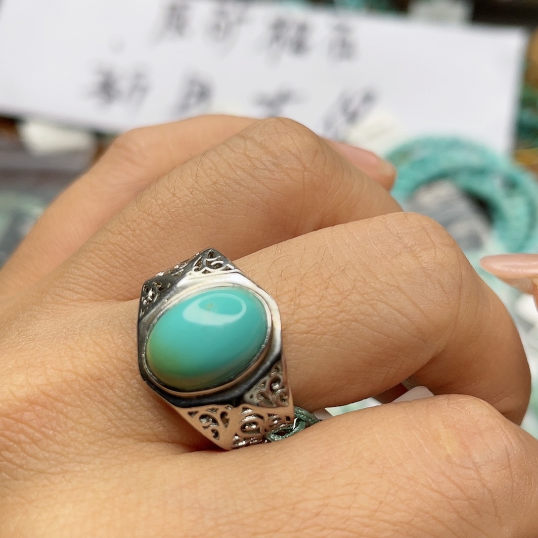 绿松石珠宝奇石银S925镶嵌