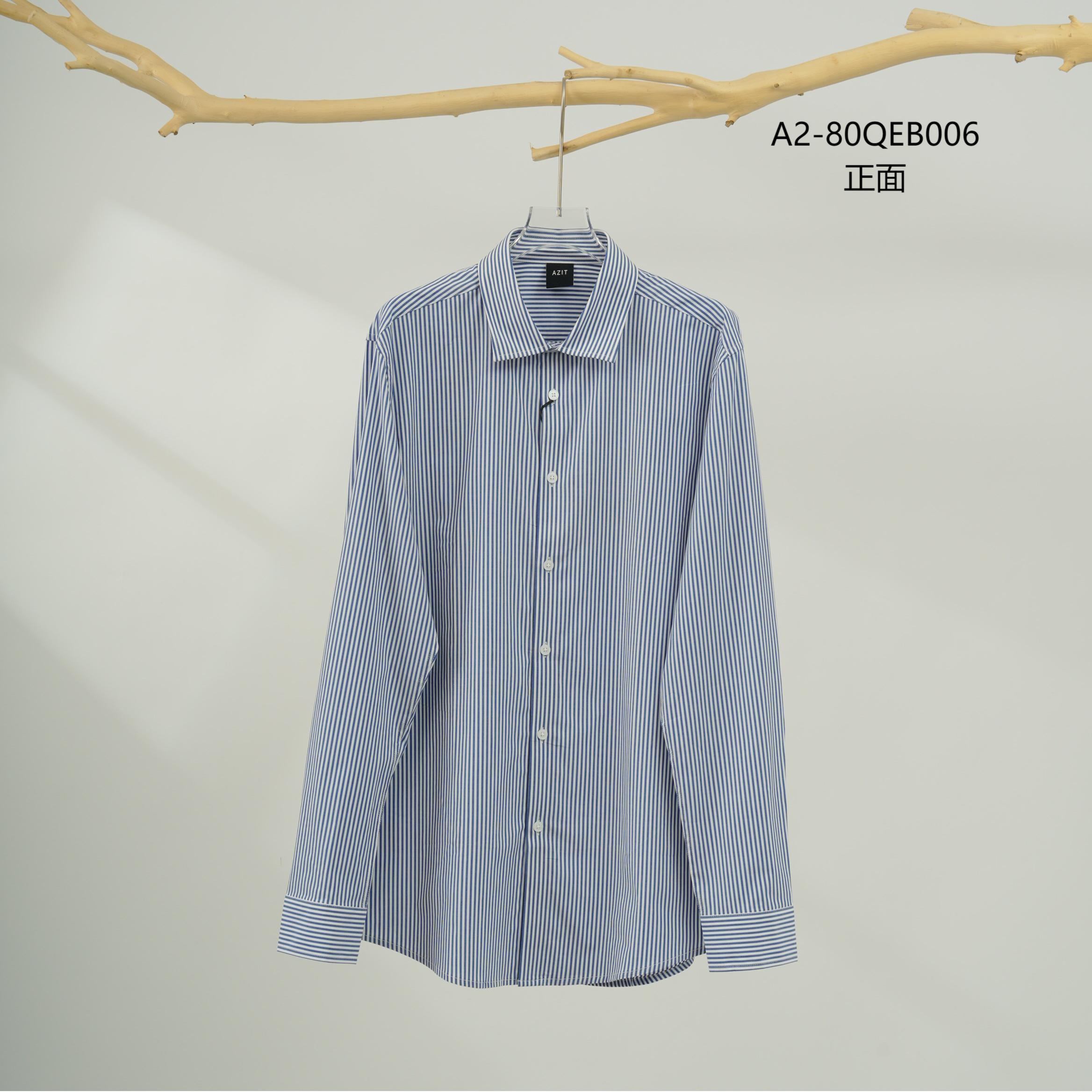 【AZ】806-A2-80QEB006-秋冬季翻领蓝白条纹舒适衬衫上衣 男女同款