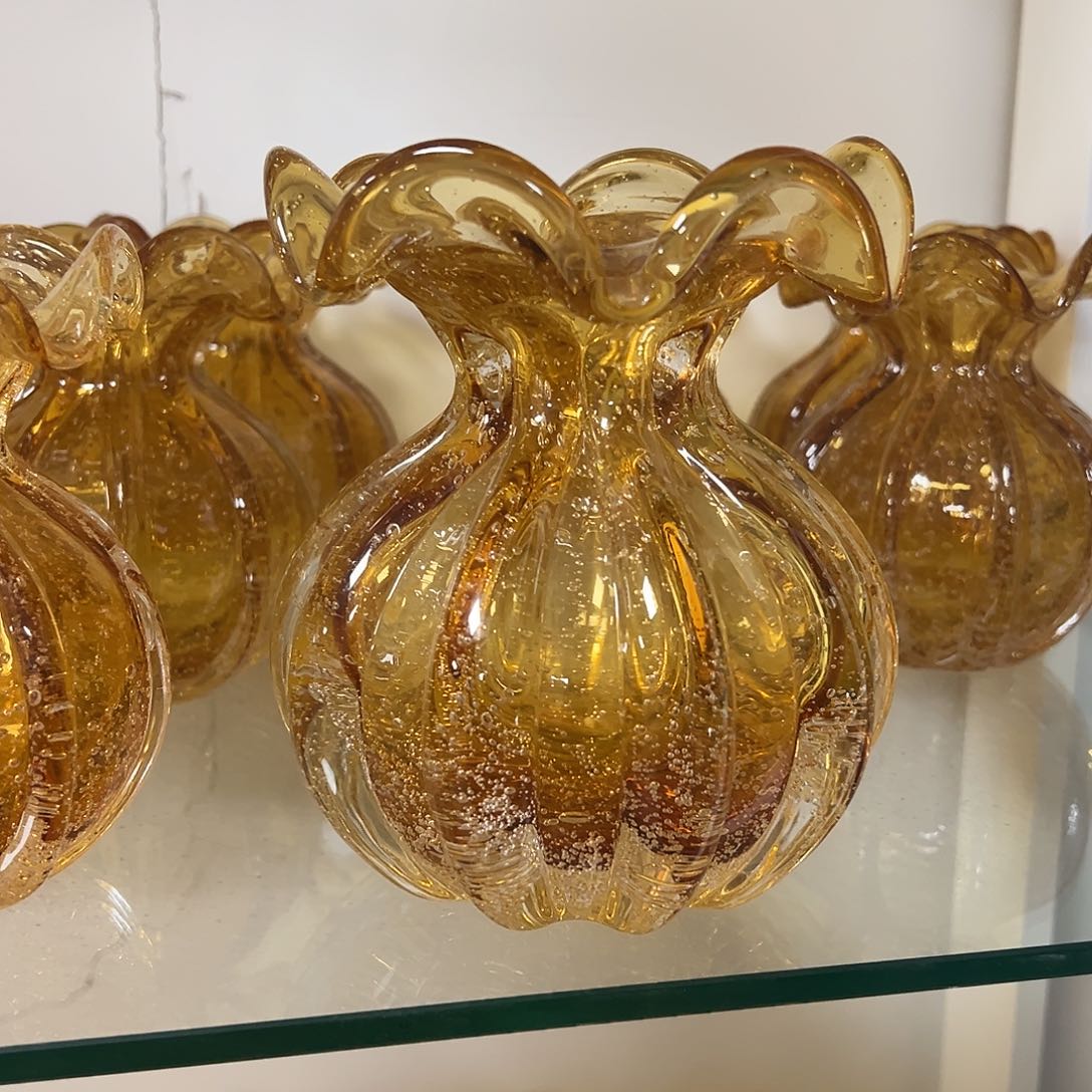 琉璃高16琥珀密集气泡琉璃花器