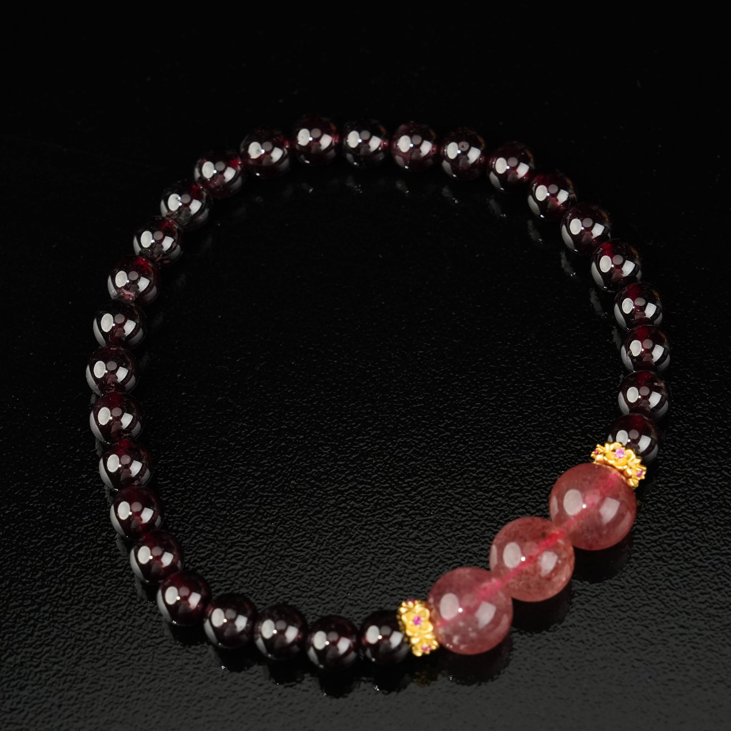 G石榴石+草莓晶手串 多样性发一 -CB023（卡径：5.4mm）