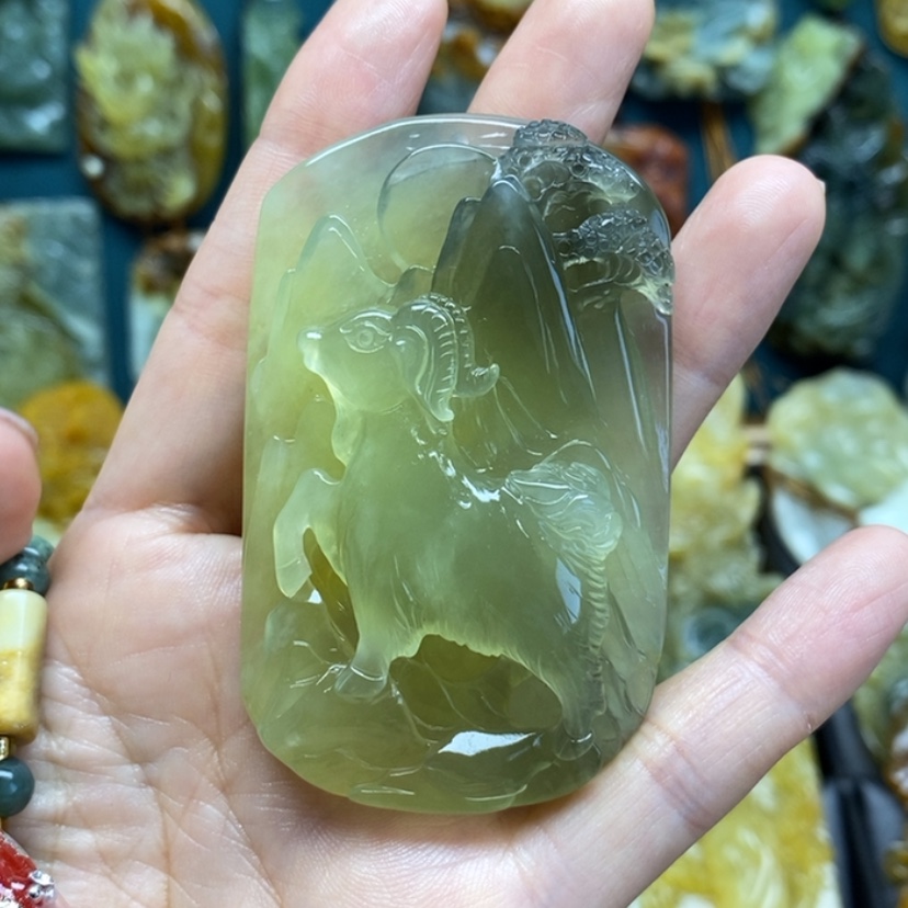 【闪购商品】岫玉颈饰未镶嵌幽**蝶羊