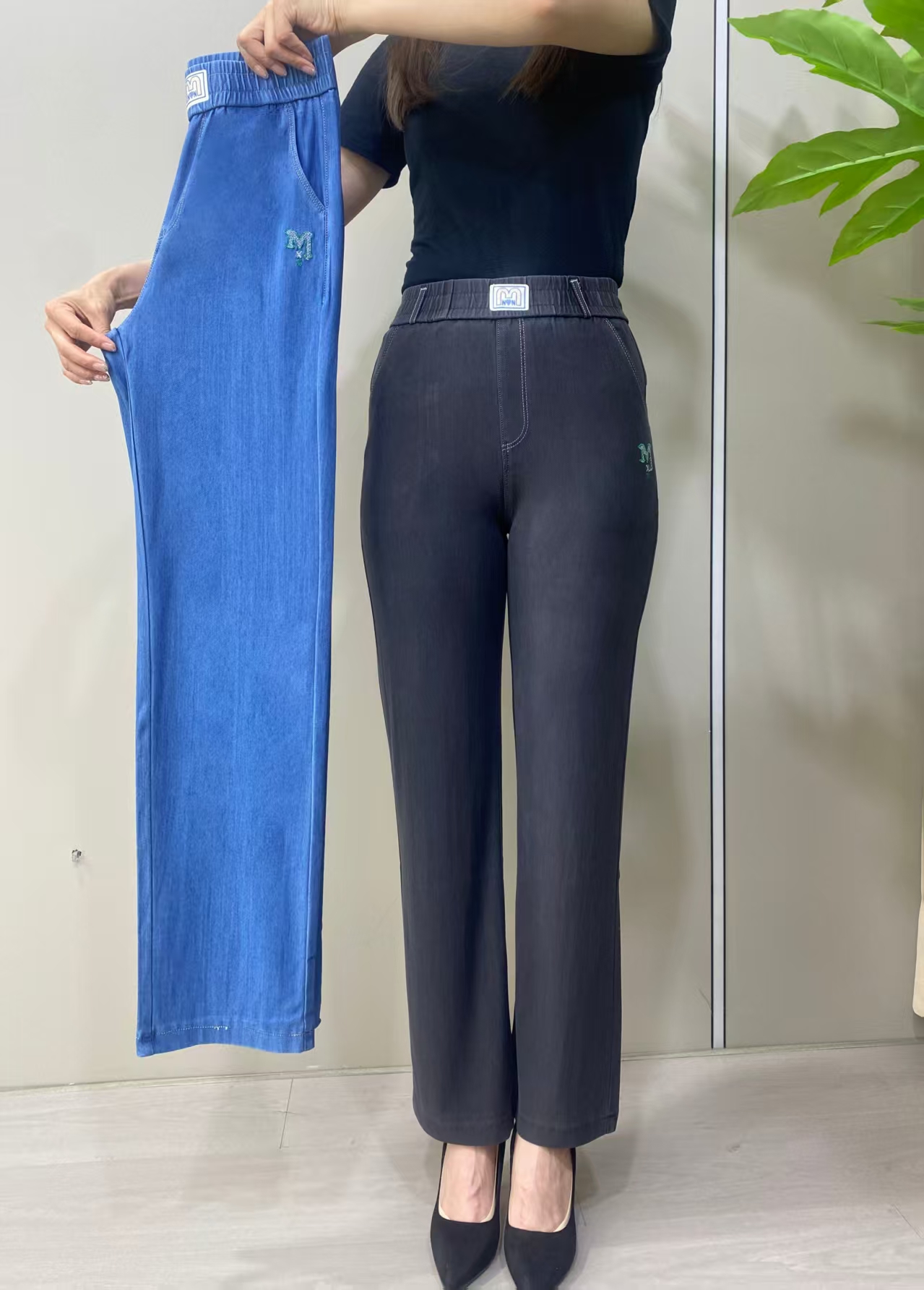 薄款高腰夏季天丝牛仔直筒裤高弹力女士百搭时尚裤子显瘦休闲裤