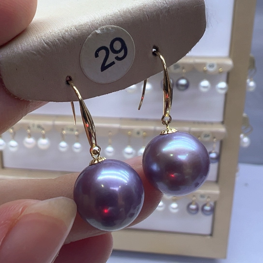 18K金镶嵌淡水珍珠耳饰