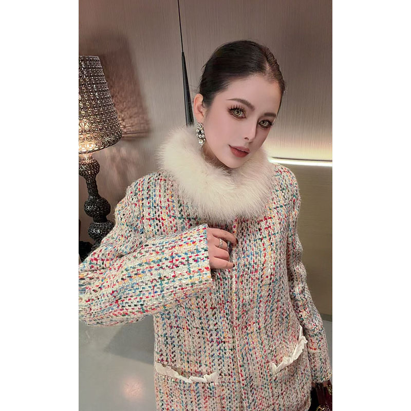 毛毛领拼接小香羽绒服外套WT31528