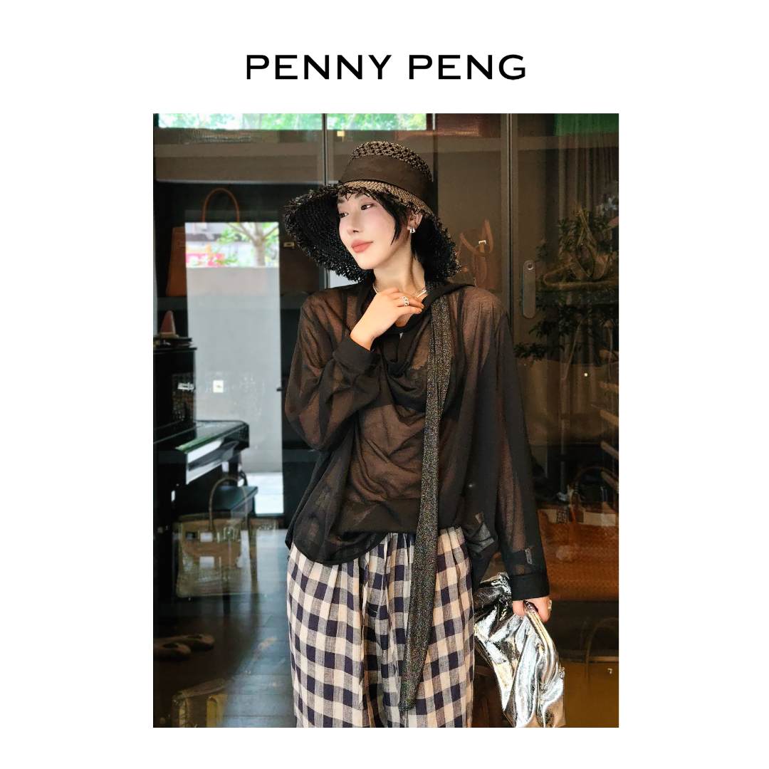 PENNYPENG松烟如雾气质品质设计师百搭黑色设计感荡领飘带衬衫