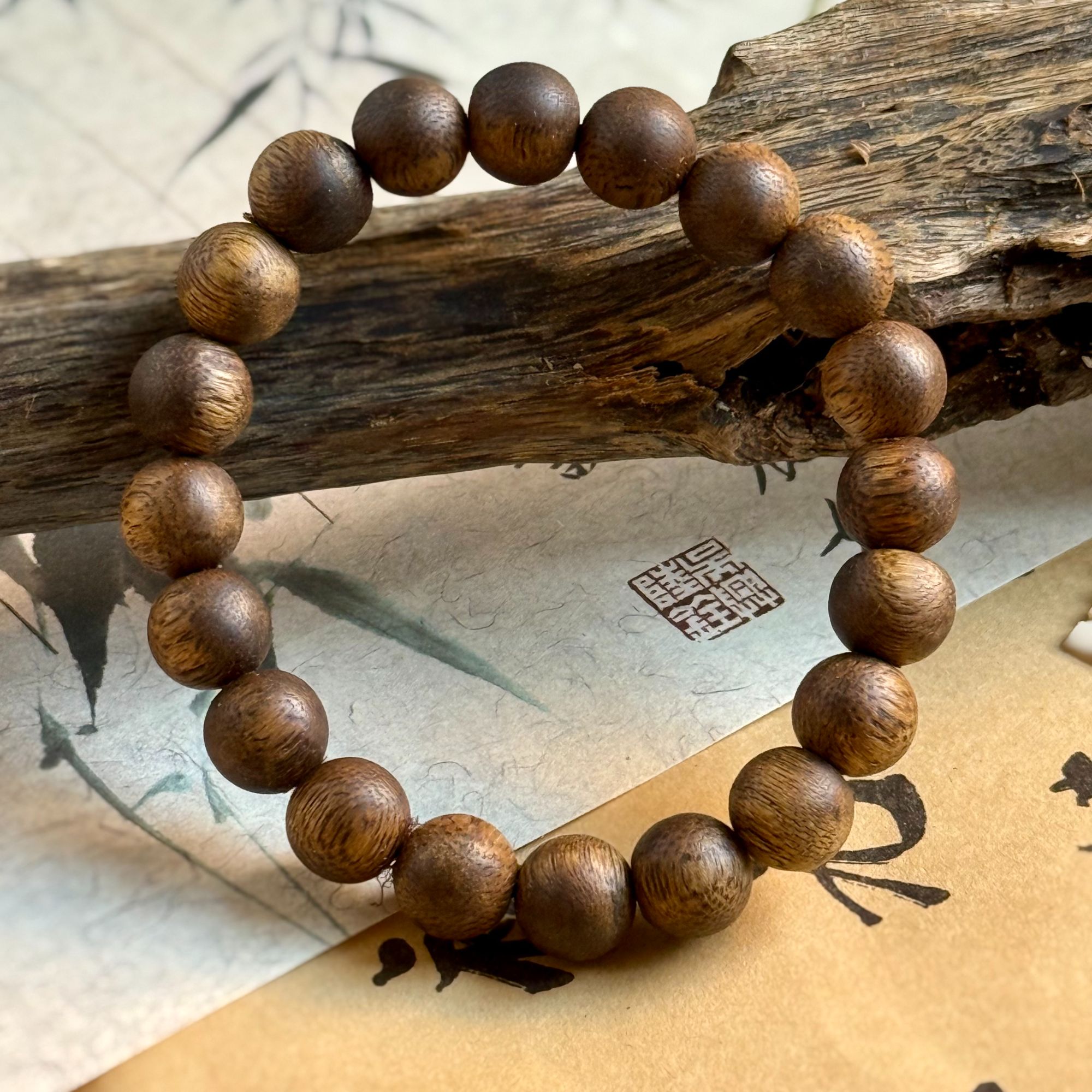 沉香天然沉香11mm单圈圆珠手串高品质有凉甜花香