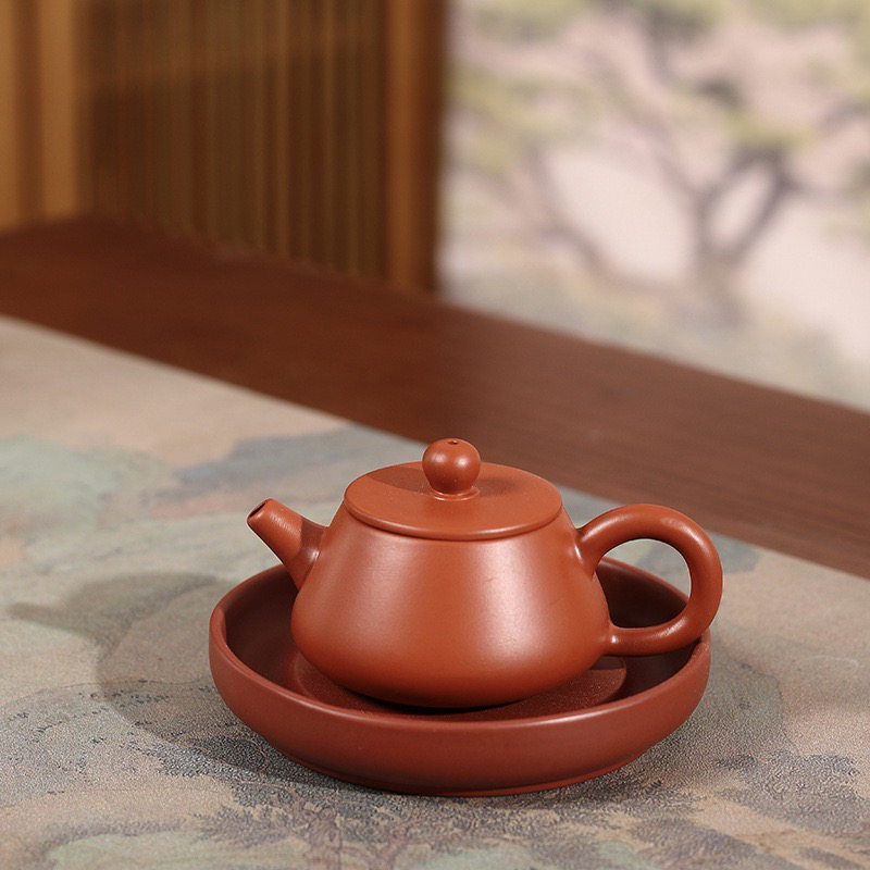 老安顺功夫茶冲罐朱泥手工石瓢潮州手拉壶三杯家用小茶壶纯手工壶