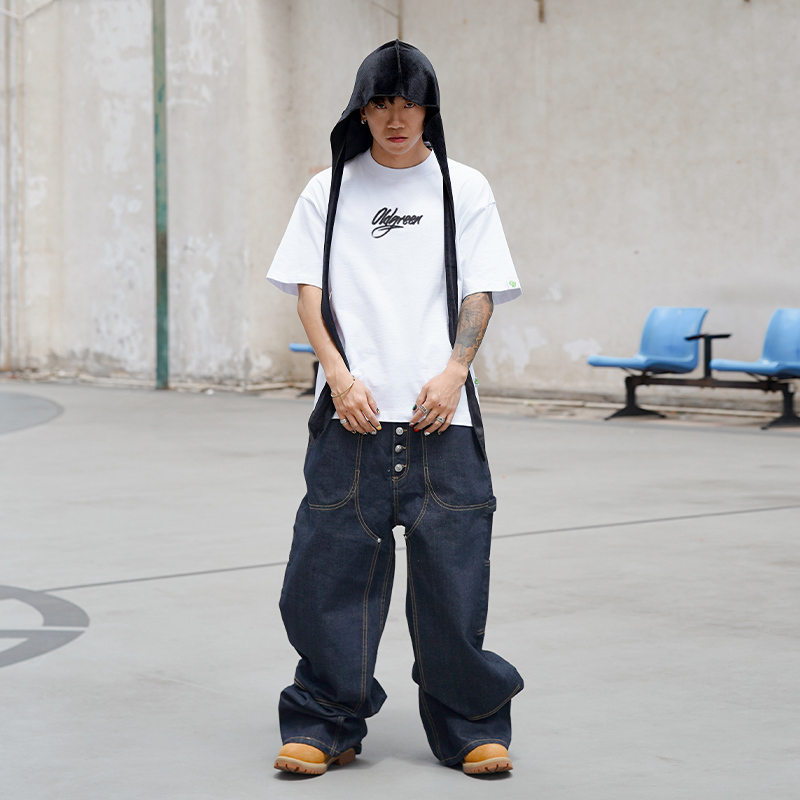 OLDGREEN 宽松休闲夏季潮流圆领 不装逼基础短袖