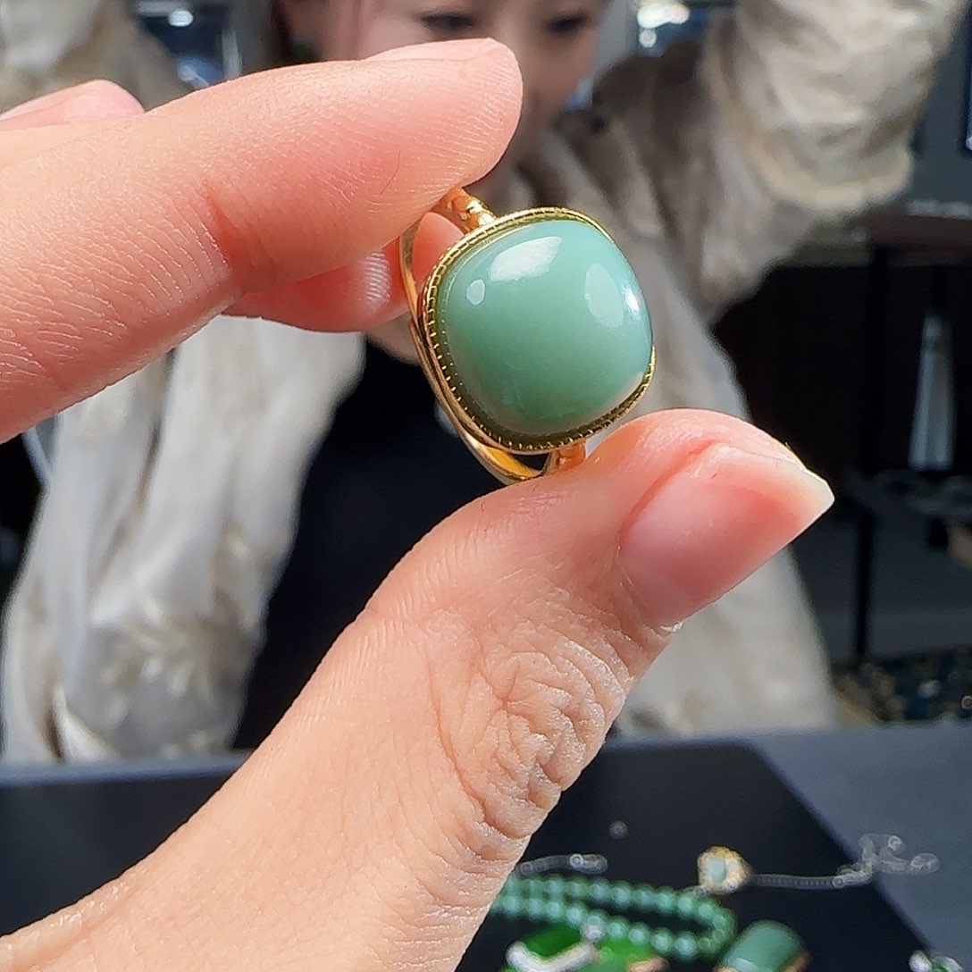 和田玉戒指银S925镶嵌1