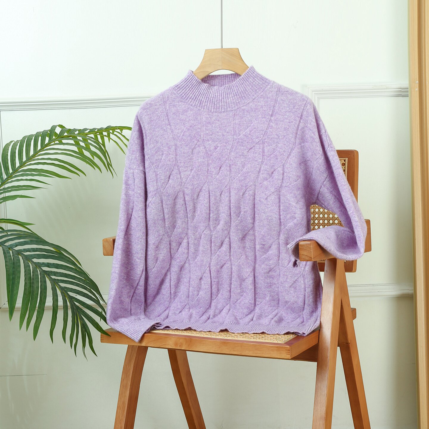 【100%纯羊毛】春竹2025新款半高领休闲时尚毛衣女针织羊毛衫