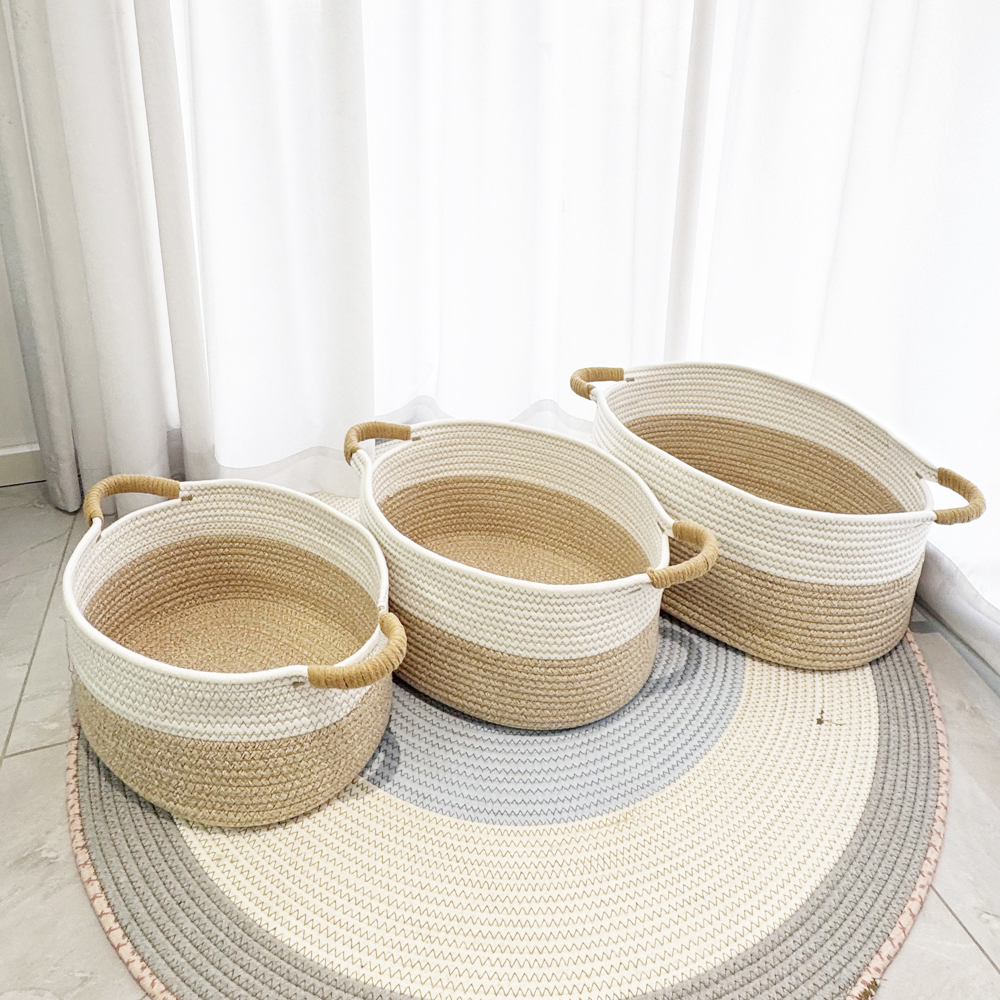 棉线手工编织筐收纳篮玩具零售收纳箱杂物收纳篮脏衣篮