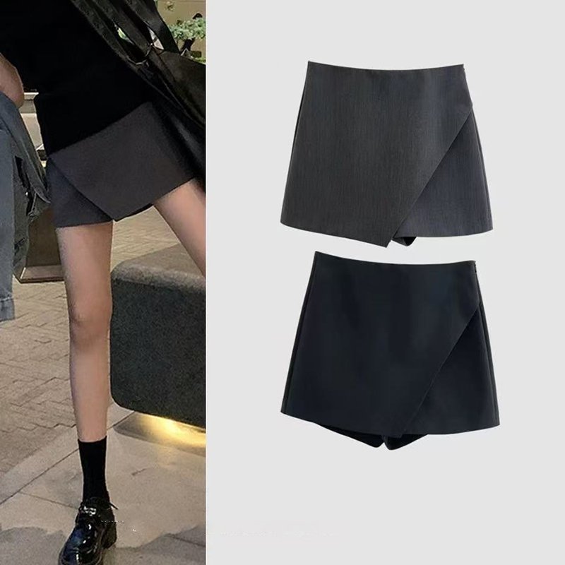 2025夏季新款韩版不规则高腰显瘦A字裙裤阔腿短裤裙女