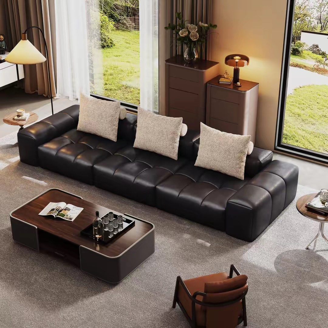 【像素沙发】轻奢家用客厅三人沙发硬意式简约皮艺沙发电视极简