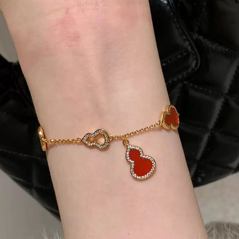 铜合金手链 小众红色福禄葫芦手链本命年法式轻奢高级感时尚精致