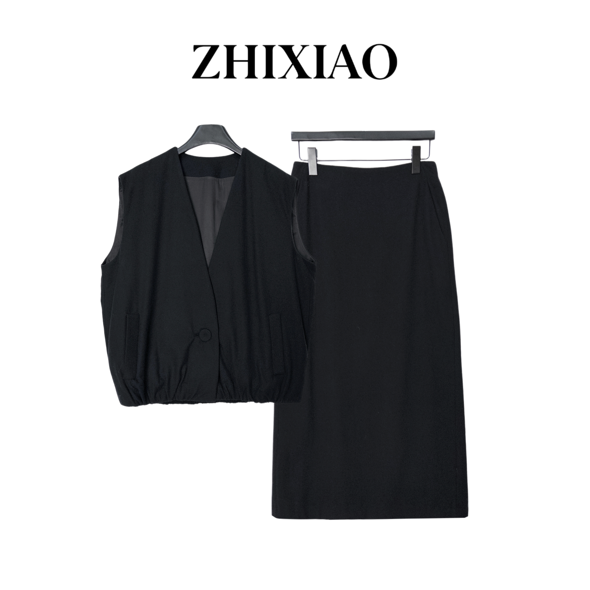 【ZHIXIAO】秋冬新款：毛呢马甲套装5124