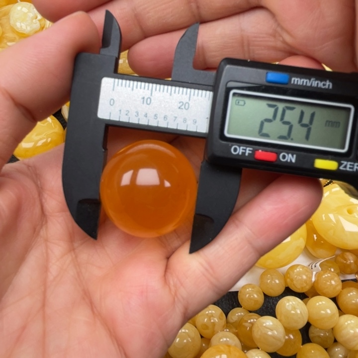 裸石蜜蜡未镶嵌蜜蜡圆珠重9.2