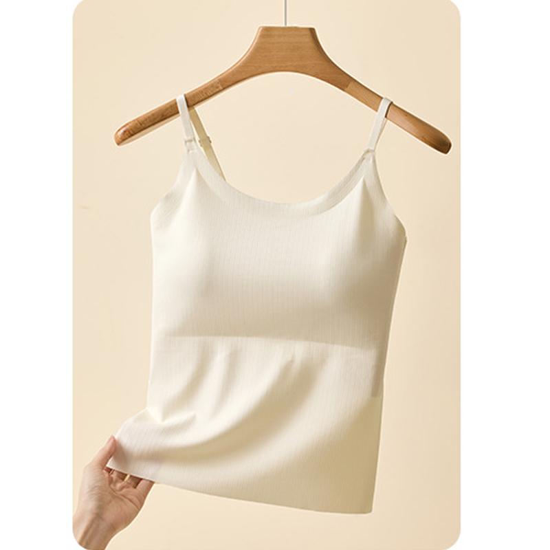 冰丝无痕一体式带胸垫打底免穿文胸吊带背心女夏季美背大码内衣女